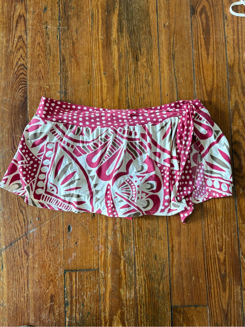 2bamboo Hot Pink and White Women's Wrap Swim Sarong
